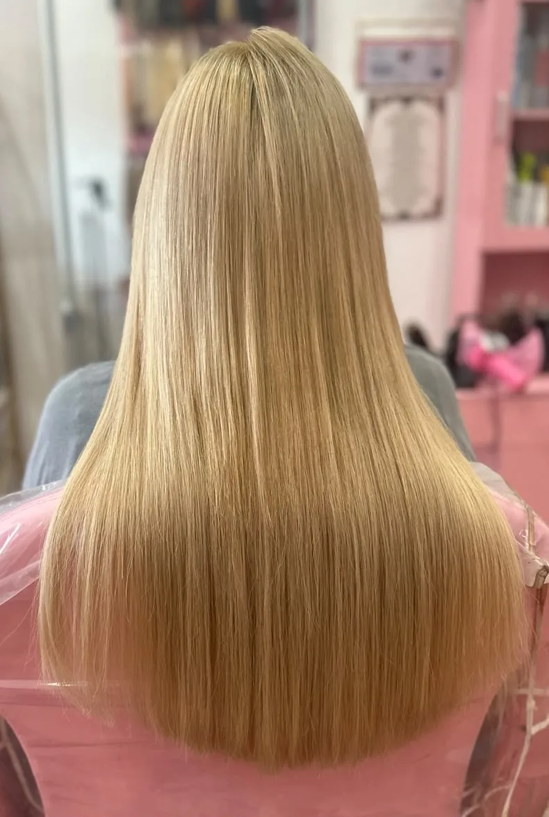 Long straight blonde hair extensions